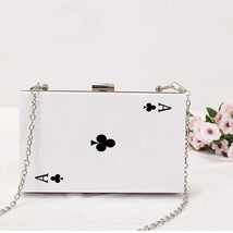 Poker Shape White Acrylic Clutch Wedding Party Box Bag Women&#39;S Girl Fashion  Bag - £84.73 GBP