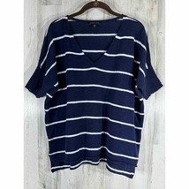 Eileen Fisher Shirt Top Navy White Stripe Organic Linen Blend Size Small - £13.67 GBP