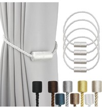 Strong Magnetic Curtain Tiebacks White 4 Pack Decorative Tie Backs Outdoor Curta - £7.03 GBP