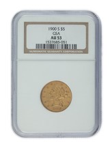 1900-S Gold $5 US Gold Half Eagle Graded by NGC As AU-53! Unique Release by GSA! - $2,078.99