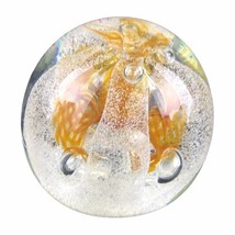 Studio Art Glass Paperweight Clear Frosted Yellow Floral Caithness Scotl... - $33.61