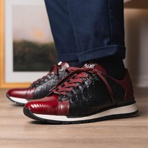 Portici Genuine Crocodile and Lizard Fashion Sneaker Wine / Black image 12