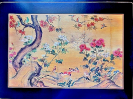 6 Vtg Pimpernel De Luxe English Placemats Cork Back W/Box Japanese Nature Scene - $44.55