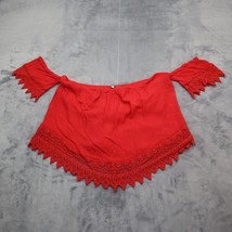 Charlotte Russe Shirt Womens XL Red Short Sleeve Off The Shoulder Cropped Rayon - £18.18 GBP