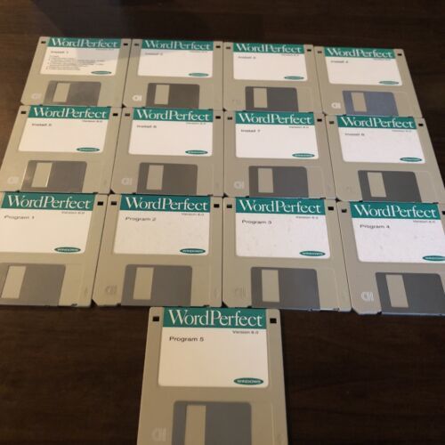 Word Perfect Windows Version 6.0  5 Program 8 Install 3.5&quot; Floppy Disks ... - $14.85