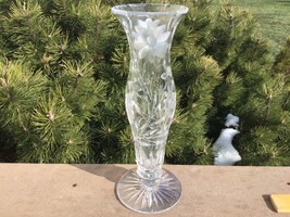 Brilliant Period Cut Glass Trumpet Vase Graduated Shape 11 7/8” Tall Flo... - £50.82 GBP