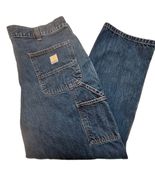Carhartt Loose Fit Denim Double Knee Dungaree Mens Jeans 38x30 Utility P... - $37.38