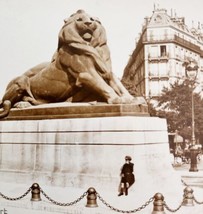 Rppc Paris The Lion Of Belfort Sepia Tone Boy In Pork Pie Hat Dix 1910s PCBG6A - $24.99