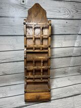 Vintage Mid -Century Holmar Wood Mail Letter Organizing Rack With Stamp ... - $19.79