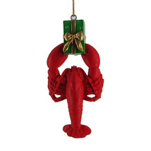 Red Lobster w/GIFT Resin 4&quot; Coastal Nautical Christmas Ornament - £7.89 GBP