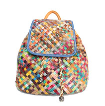 Genuine Leather Women&#39;s Handmade Cowhide Colorful Backpack Backpack Retro Bag Wo - £68.73 GBP