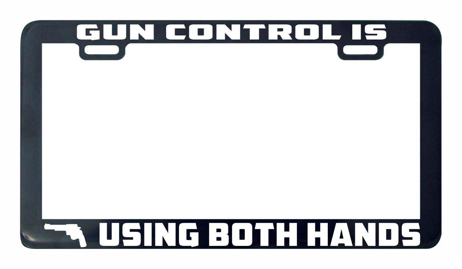 Pistola Control Es Usando Ambos Manos Licencia Placa Marco Soporte - $6.26