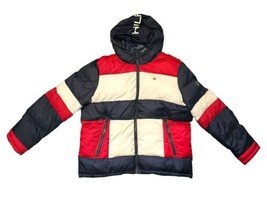 Tommy Hilfiger Colorblocked Hooded Puffer Jacket Red White Blue Men XXL  - £56.88 GBP