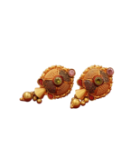 22k stamp merry shine gold 2.6cm dangle earring him handwork jewelry - €796,35 EUR