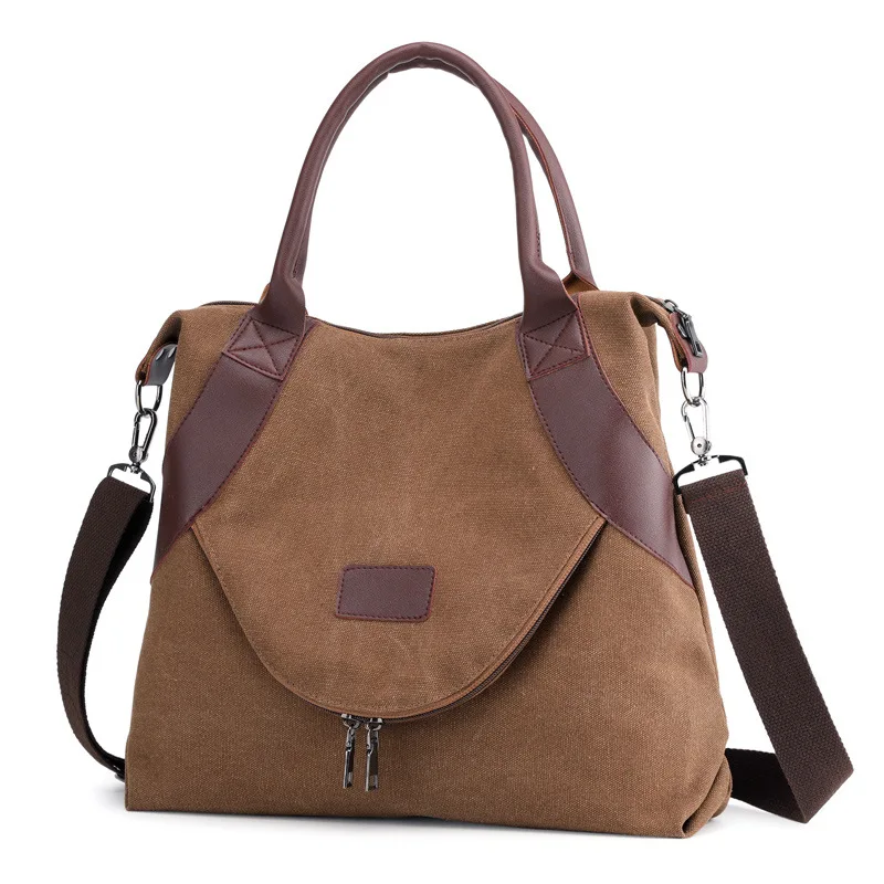 Women Canvas Shoulder Bag Ladies Crossbody Bags Reusable Back Bags Multifunction - £20.60 GBP