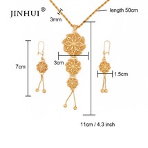 Jewelry sets 24K gold color necklace pendant earring set for women African Dubai - $23.24