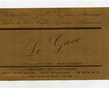 Le Gave Restaurant Brasserie Advertising Card Lourdes France  - £10.83 GBP