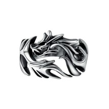 Real Silver Personalized Hollow Dragon Open Ring Men Women S925 Sterling Silver  - £25.49 GBP