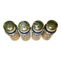 Vintage F.B. Rogers Cobalt Blue & Brass Salt Pepper Shakers Set of 4 w/ Box image 7