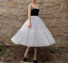 White Tulle Skirt Outfit Wedding White Tulle Midi Skirts Plus Size Tiered Skirts image 3