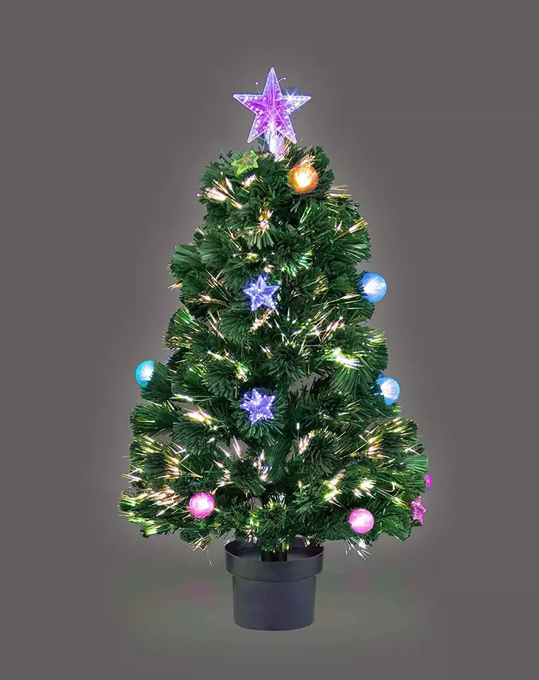 2FT Pre-Lit Christmas Tree Green Fiber Optic LED Lights Xmas Home Holida... - $59.98