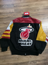 Vintage 1993 Jeff Hamilton Leather NBA Jacket Miami Heat Men&#39;s Large     - $279.90