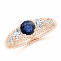 ANGARA Aeon Vintage Style Sapphire and Diamond Three Stone Engagement Ring - £926.40 GBP