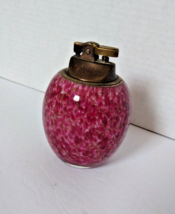 Vintage MCM Murano Glass Table Lighter Pink &amp; White with Gold Flecks Glass Orb - £58.67 GBP