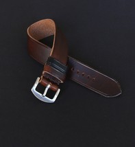 Brown One-Piece Leather Watch Strap 18-24mm, Handcrafted Band Premium Le... - $35.00