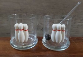 Bowling Pins 3D Themed Rocks Glasses Bowling Ball Cocktail Stirrer Set 2... - £21.81 GBP