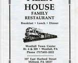 Pizza House Family Restaurant Menu Westfall &amp; Milford Pennsylvania  - $17.81