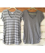 Juniper Ln Isabel Maternity Women&#39;s M Tops 2 Shirts Gray Blk V-Nck Stret... - $32.16 CAD