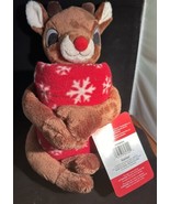 DAN DEE RUDOLPH THE RED NOSED REINDEER  FLEECE THROW 50&quot; X 60&quot; PLUSH NWT  - $21.78
