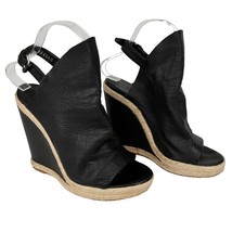 Balenciaga Paris 37 Glove Wedge Sandals Black Leather 5&quot; Heels - $225.00
