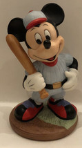 NEW Disney Mickey Mouse ceramic Figurine Baseball Holding Bat 4 inch Vintage - £15.17 GBP