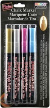 Bistro Chalk Marker Fine Point Set 4/Pkg-Metallics - Gold, Silver, Red &amp; Blue - £14.50 GBP