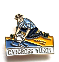 VTG Carcross Yukon Canada Gold Miner Prospector Gold Tone Enamel Pin Souvenir - £10.03 GBP