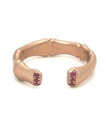 Sterling Silver 18k Rose Vermeil Open Bamboo Ring 5mm w/ Ruby Accents Sz... - $120.81 CAD
