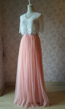 2 Piece Bridesmaid Dress Long Tulle Skirt Sleeve Crop Lace Top Bridesmaid Outfit image 3