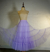 WATER-BLUE Sparkly Tulle Maxi Skirt Women Custom Plus Size Tulle Skirt image 9