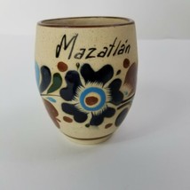 Mexican Folk Art Sandstone Flower Souvenir Mug Mazatlan - £11.89 GBP