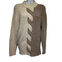 Vintage Segue Silk Angora Mock Turtleneck Color Block Pullover Cable Sweater M - £19.87 GBP