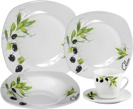 Lorren Home Trends Porcelain 20 Piece Square Dinnerware Set Service for ... - £58.84 GBP