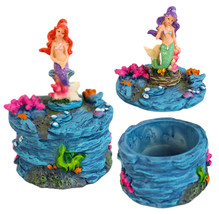 Mermaid Mergirl Sisters Sitting On Rock By Corals Mini Decorative Boxes Set Of 2 - £18.97 GBP