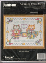 Janlynn Counted Cross Stitch #140-20 Cuddly Kittens Birth Announcement 14&quot; x 11&quot; - £5.48 GBP