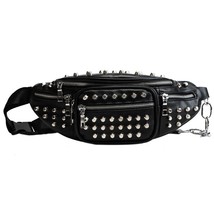 New Rivet Punk Bag Pack Female Fashion Breast Bag For Women Fanny Pack Casual Mo - £31.91 GBP
