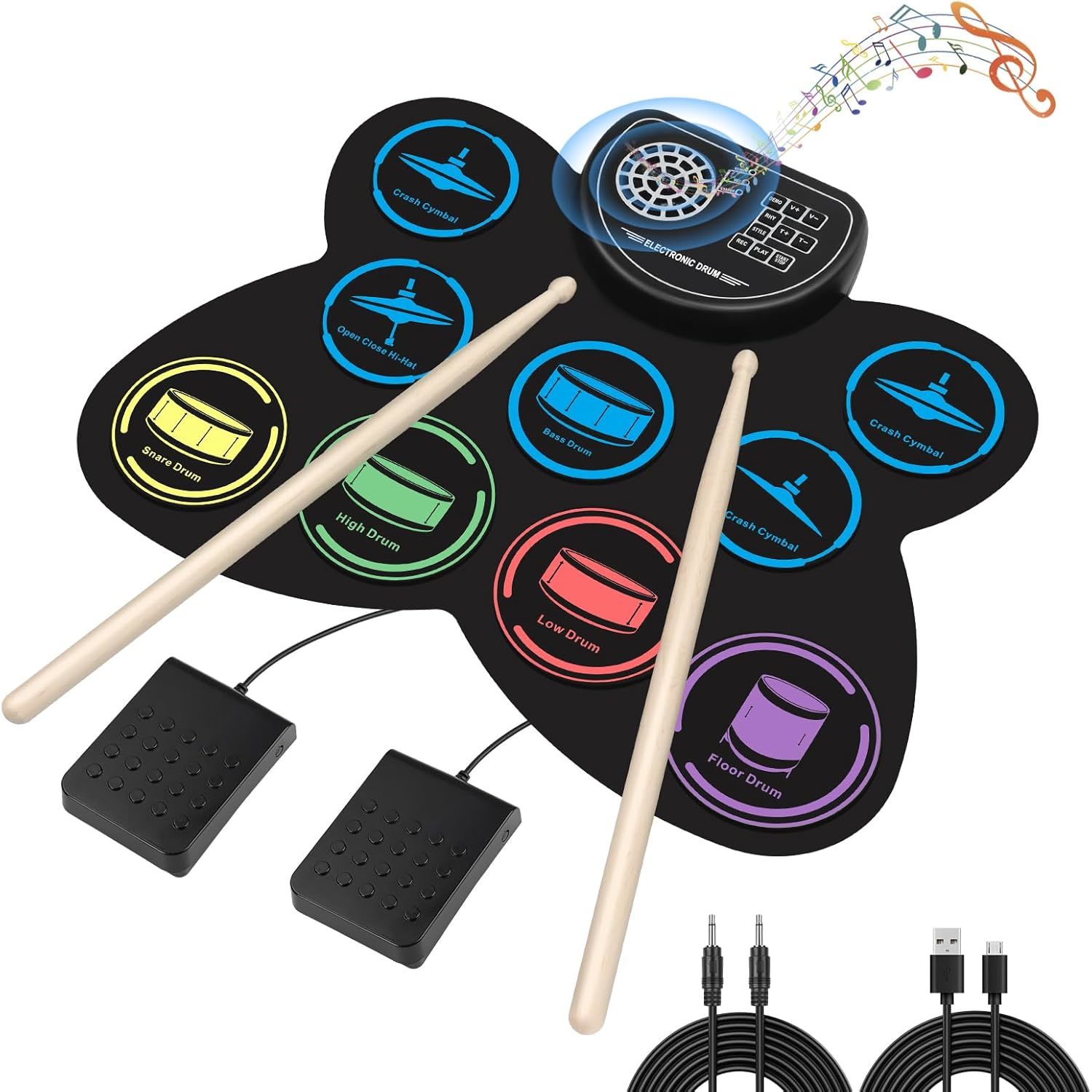 Electronic Drum Set, Marrilley 9 Drum Practice Pad With Headphone Jack, ... - $42.99