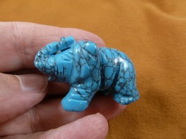 Y-ELE-ST-585 Blue Howlite ELEPHANT gemstone carving TRUNK UP gem statue ... - $14.01