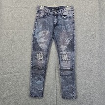 ROK Jeans Men’s Size 30X32 Handcrafted Acid Wash Moto Zipper Skinny Blue... - £11.23 GBP