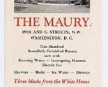 The Maury Hotel  Brochure 19th &amp; G Streets Washington DC 1930&#39;s - $17.82